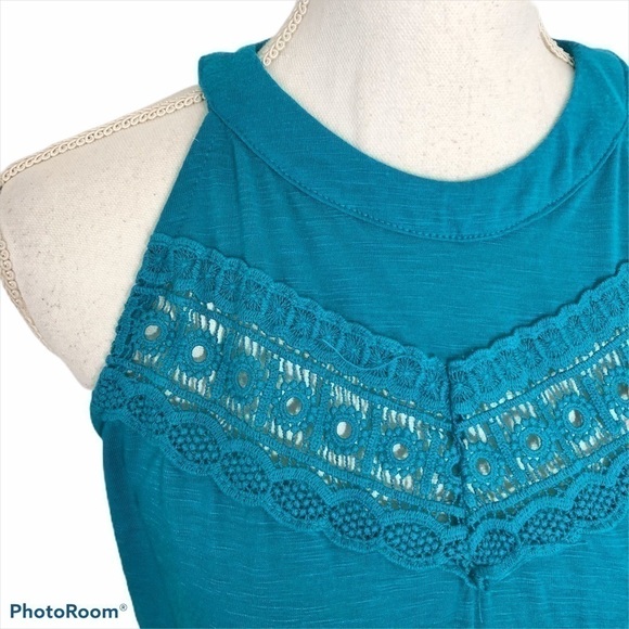 No Boundaries Halter Boho Top Medium Blue - Picture 3 of 9
